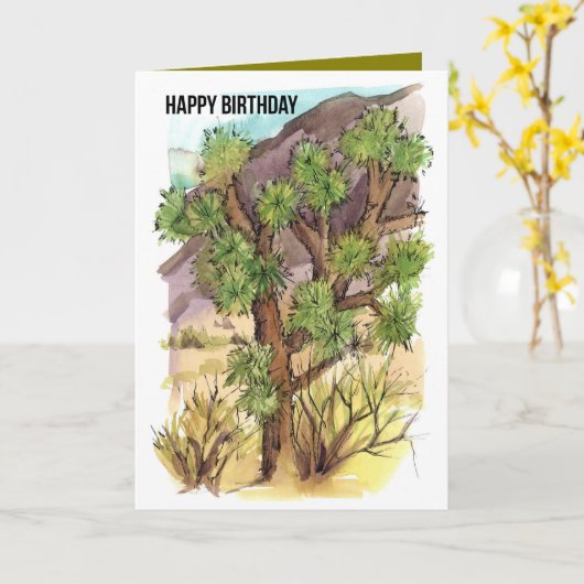 Happy Birthday Joshua Tree Wüste Landschaft Karte (Gelbe Blume)