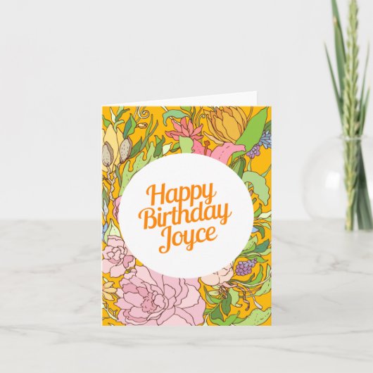Happy Birthday Joyce Wird Floral Birthday Card Karte (Vorderseite)