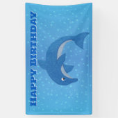 Happy Birthday Jumping Sparkle like blue Dolphin Banner (Vertikal)