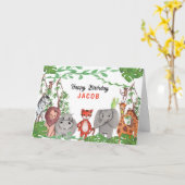 Happy Birthday Jungle Animals Karte (Gelbe Blume)