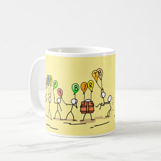 "Happy Birthday" Kaffeepause Tasse (Vorderseite Links)