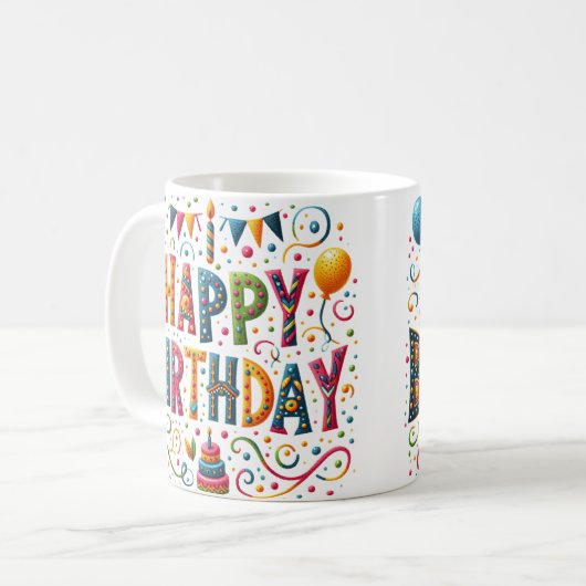 Happy Birthday Kaffeetasse (Vorderseite Links)