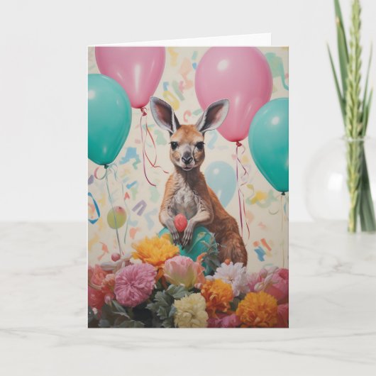 Happy Birthday Kangaroo Australian Animals Karte (Vorderseite)