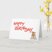 Happy Birthday - Kaninchen auf Ladder Karte (Gelbe Blume)