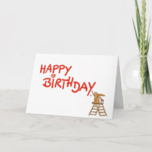 Happy Birthday - Kaninchen auf Ladder Karte