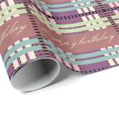 Happy Birthday Kariert Pattern Geschenkpapier (Rolleneckpunkt)
