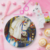 Happy Birthday Karneval Karussell Pferd Foto Spaß Pappteller (Party)