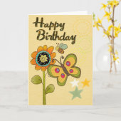 Happy Birthday Karte (Gelbe Blume)