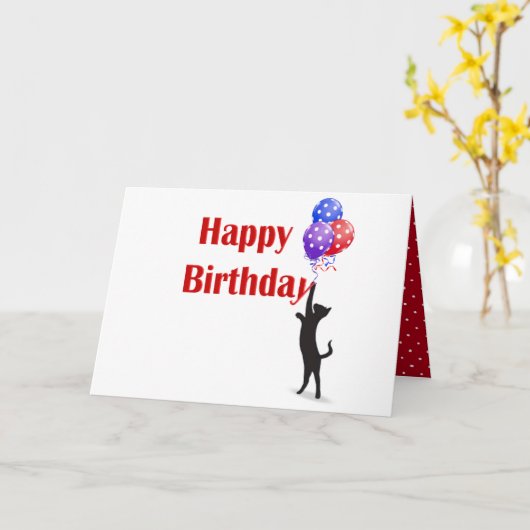 Happy Birthday Katze und Ballons Karte (Gelbe Blume)