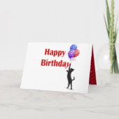 Happy Birthday Katze und Ballons Karte (Vorderseite)