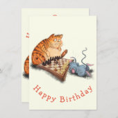 Happy Birthday - Katze und Maus Schach spielen Fun (Vorne/Hinten)