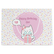 Happy Birthday Kawaii Katze mit Geschenkboxen