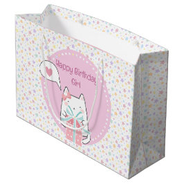 Happy Birthday Kawaii Katze mit Geschenkboxen Große Geschenktüte