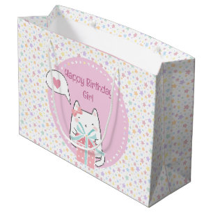 Happy Birthday Kawaii Katze mit Geschenkboxen Große Geschenktüte
