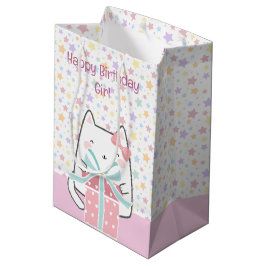 Happy Birthday Kawaii Katze mit Geschenkboxen Mittlere Geschenktüte