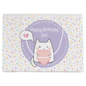 Happy Birthday Kawaii Katze mit Liebe Herz Große Geschenktüte (Vorderseite)