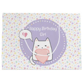 Happy Birthday Kawaii Katze mit Liebe Herz Große Geschenktüte (Rückseite)