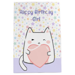 Happy Birthday Kawaii Katze mit Liebe Herz Mittlere Geschenktüte