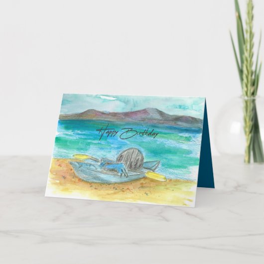 Happy Birthday Kayak Mountain Lake Beach Wasser Karte (Vorderseite)