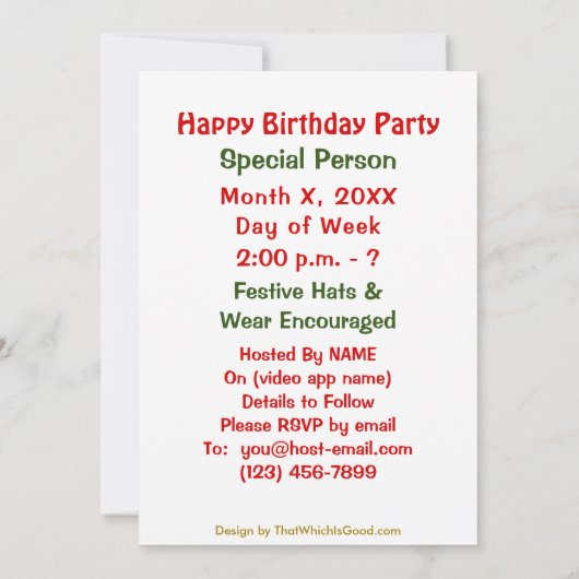 Happy Birthday Kayaker Virtual Einladung (Rückseite)