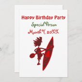 Happy Birthday Kayaker Virtual Einladung (Vorne/Hinten)