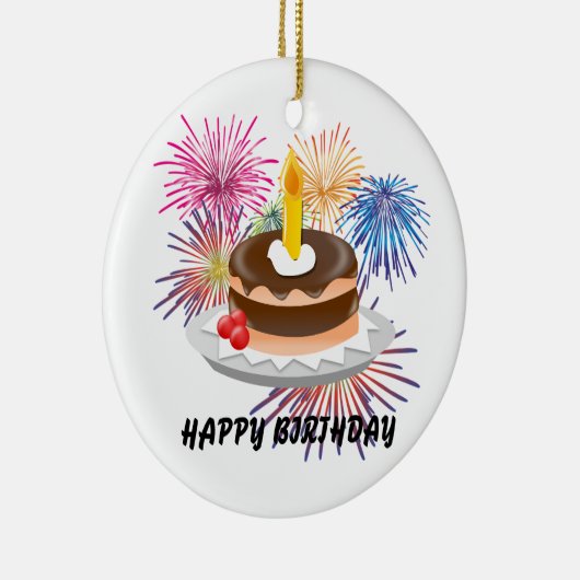 Happy Birthday Keramik Ornament (Rechts)