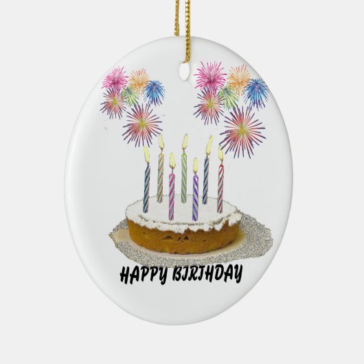 Happy Birthday Keramik Ornament (Rechts)