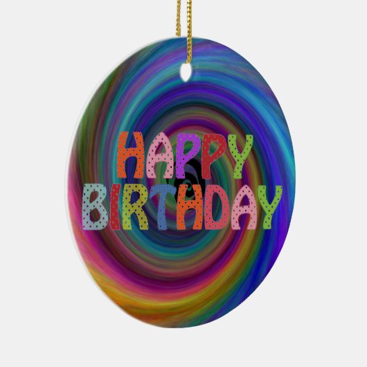 Happy Birthday Keramik Ornament (Rechts)