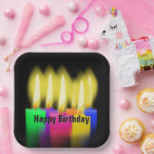 Happy Birthday Kerzen auf schwarz Pappteller (Party)