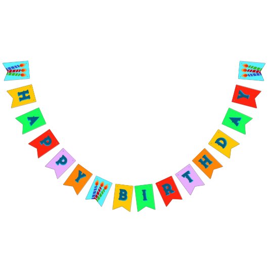 Happy Birthday Kerzen und Farben Wimpelkette (Alle)