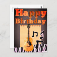 Happy Birthday Keyboard | Guitar Postcard