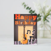 Happy Birthday Keyboard | Guitar Postcard Postkarte (Stehend Vorderseite)