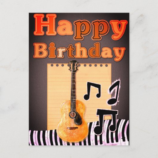 Happy Birthday Keyboard | Guitar Postcard Postkarte (Vorderseite)