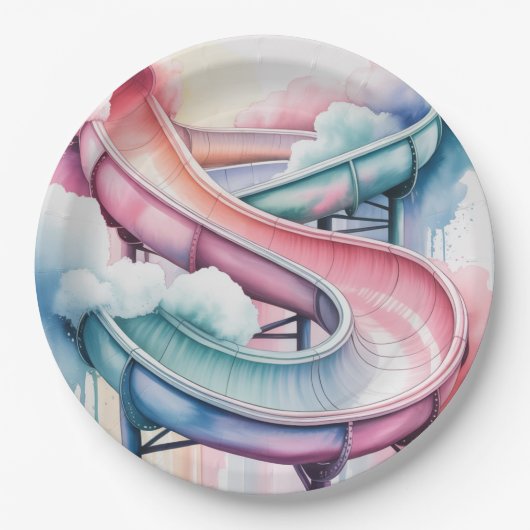 Happy Birthday Kids’ Birthday Waterslide Party Pappteller (Vorderseite)