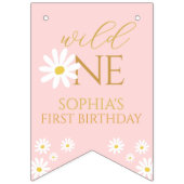Happy Birthday Kids boho daisy Cute Pink Wimpelkette (Erste Fahne)