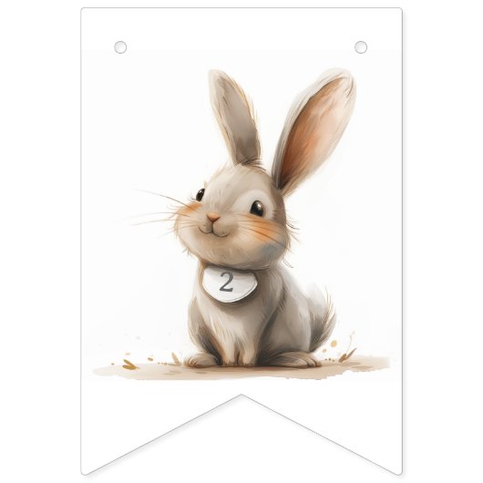 Happy Birthday Kids Bunny Birthday Pink Wimpelkette (Erste Fahne)