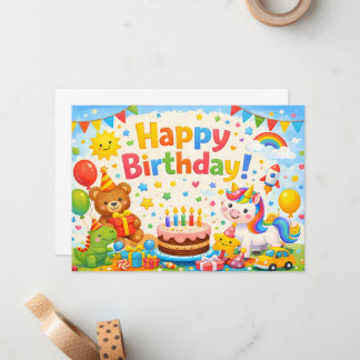 Happy Birthday Kids Colorful Party Card Mitteilungskarte