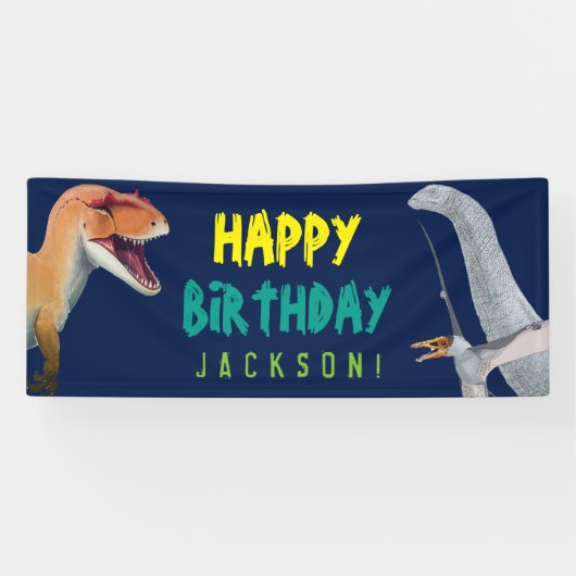 Happy Birthday Kids Dinosaur Geburtstag Banner (Horizontal)