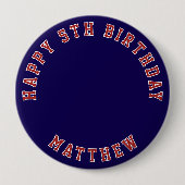 Happy Birthday Kids Foto | Blauer Name Button (Vorderseite)