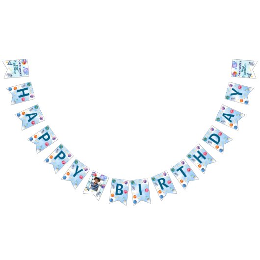 Happy Birthday Kids Modern Blue Wimpelkette (Alle)