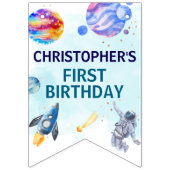 Happy Birthday Kids Modern Blue Wimpelkette (Erste Fahne)