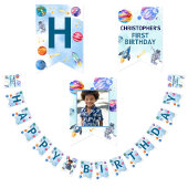 Happy Birthday Kids Modern Blue Wimpelkette