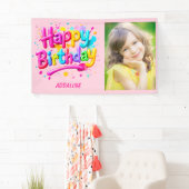 Happy Birthday Kids Pink Yellow Graffiti Foto Banner (Insitu)