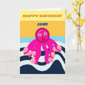 Happy Birthday Kinderoctopus-Karte Karte (Gelbe Blume)