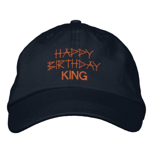 Happy Birthday KING gedruckter Text Celebration-Ha Bestickte Baseballkappe (Vorderseite)