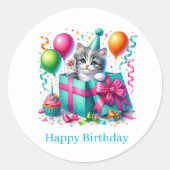 Happy Birthday Kitten Aufkleber (Vorderseite)
