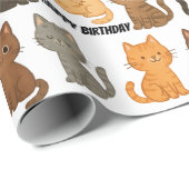 Happy Birthday Kitten Collection Geschenkpapier (Rolleneckpunkt)