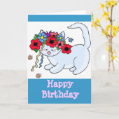 Happy Birthday Kitten Karte (Gelbe Blume)
