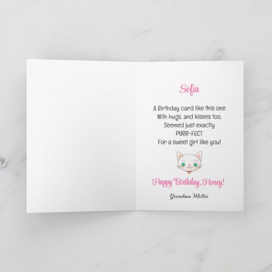Happy Birthday Kitty Cat Personalize Name Card Karte (Innenseite)