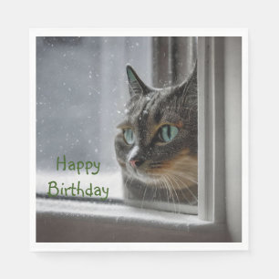 Happy Birthday Kitty Cat Serviette